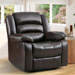 Dark Brown Faux Leather Manual Recliner Chair