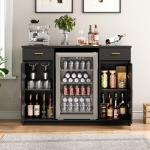 Mini Fridge Coffee Bar Cabinet with Wine Storage