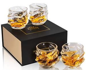 KANARS 11 Oz Whiskey Glass Set - 4 Heavy Tumblers