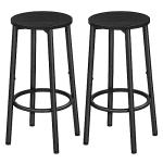 Set of 2 Rustic Bar Stools with Footrest