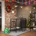 Set of 2 Rustic Bar Stools with Footrest