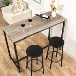 Set of 2 Rustic Bar Stools with Footrest