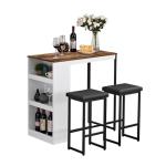 3-Piece Bar Table Set with Storage Stools