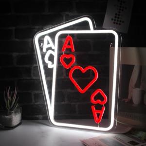 Neon Poker Sign for Man Cave Wall Decor