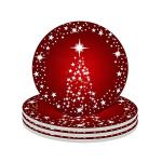 Silver Star Christmas Coasters with Red Background