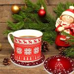 Silver Star Christmas Coasters with Red Background