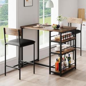 TROPOW Compact Bar Table Set with Cushioned Stools