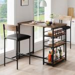 TROPOW Compact Bar Table Set with Cushioned Stools