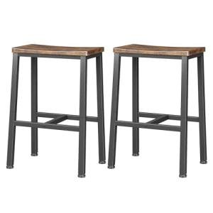 Set of 2 Rustic Saddle Bar Stools