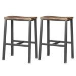 Set of 2 Rustic Saddle Bar Stools