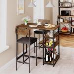 TROPOW Compact Bar Table Set with Cushioned Stools