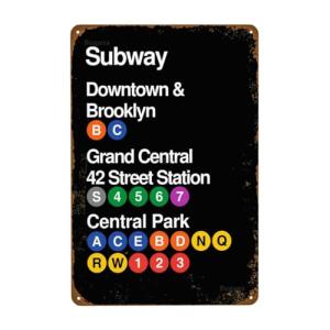 Vintage NYC Subway Metal Sign for Man Cave