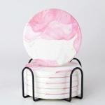 Pink Marble Diatomaceous Earth Coasters Set of 6