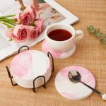 Pink Marble Diatomaceous Earth Coasters Set of 6