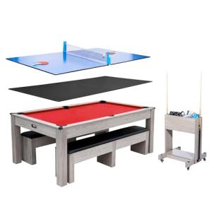 7FT 3-in-1 Pool Table with Dining & Tennis