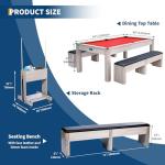 7FT 3-in-1 Pool Table with Dining & Tennis