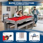 7FT 3-in-1 Pool Table with Dining & Tennis