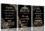 Black Gold Motivational Canvas Wall Art Set