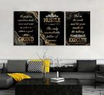 Black Gold Motivational Canvas Wall Art Set