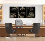 Black Gold Motivational Canvas Wall Art Set