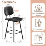 Raynesys 24-Inch Black Leather Bar Stools Set