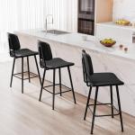 Raynesys 24-Inch Black Leather Bar Stools Set
