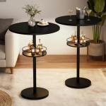LED Round Bar Table Set of 2 - Black