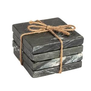Black Marble Coaster Set - 4 Piece Collection