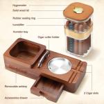 SEMKONT Wooden Cigar Humidor and Ashtray Set