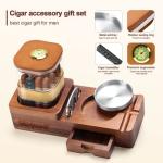 SEMKONT Wooden Cigar Humidor and Ashtray Set