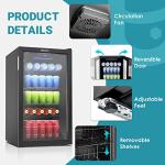 130 Can Mini Beverage Fridge with Glass Door