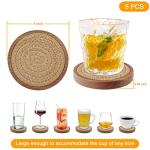 Absorbent Wood Coaster Set of 5 for Drinks