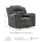 Ashley Frohn Gray Rocker Recliner with Pillow-Top Arms