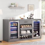 Large Coffee Bar Cabinet with Mini Fridge Space