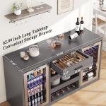 Large Coffee Bar Cabinet with Mini Fridge Space