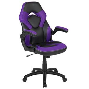 Purple/Black Ergonomic Gaming Chair with Flip-Up Arms