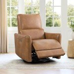 Cognac Brown Power Recliner Swivel Glider Chair