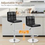 Adjustable PU Leather Swivel Bar Stools Set
