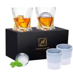 Whiskey Rocks Glass Set with Ice Ball Molds