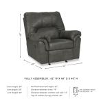 Gray Faux Leather Manual Rocker Recliner by Ashley