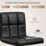 Adjustable PU Leather Swivel Bar Stools Set