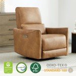 Cognac Brown Power Recliner Swivel Glider Chair