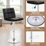 Adjustable PU Leather Swivel Bar Stools Set