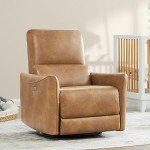 Cognac Brown Power Recliner Swivel Glider Chair