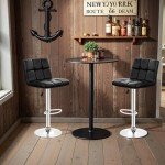 Adjustable PU Leather Swivel Bar Stools Set