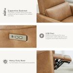 Cognac Brown Power Recliner Swivel Glider Chair