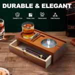 Wooden Ashtray Set with Cigar Holder and Cutters