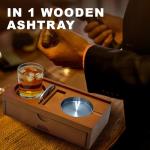 Wooden Ashtray Set with Cigar Holder and Cutters