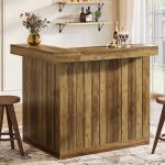 L-Shaped Corner Bar Table with Storage Shelves