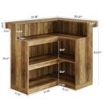 L-Shaped Corner Bar Table with Storage Shelves